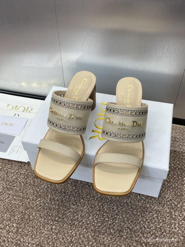 2025 Women Dior Beige Leather Slippers KFY00310