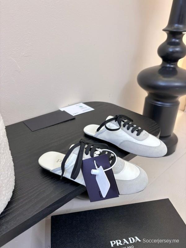 2025 Women Prada White Black Grey Suede Leather Sneaker KFY00260