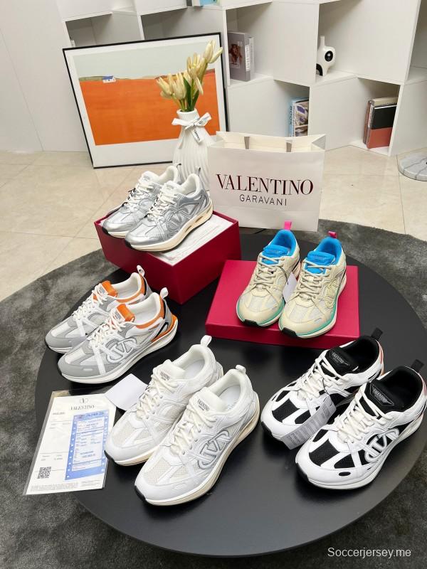 2024 Unisex Valentino Blue Beige Mesh TPU Sneakers Vlogo LY00410