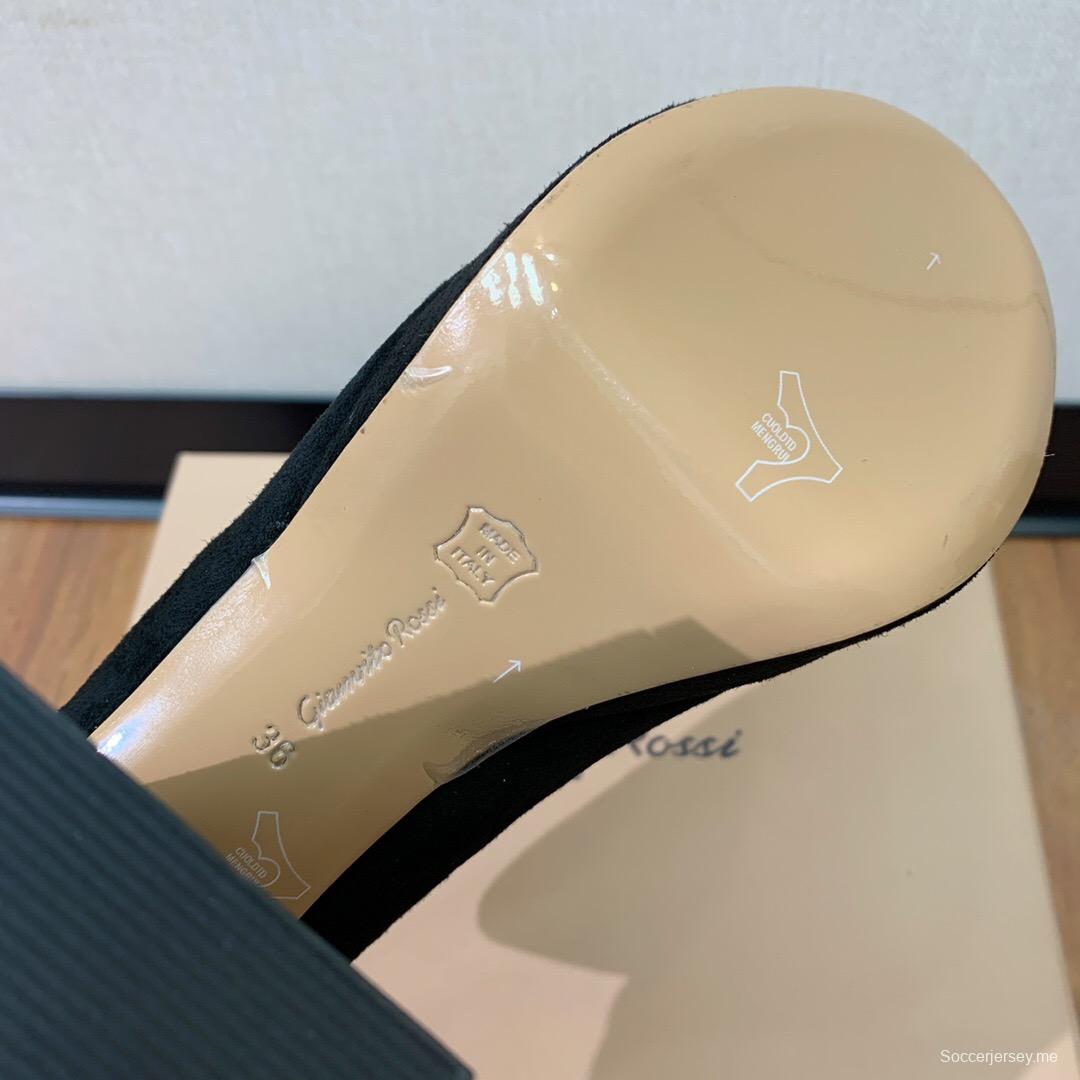 2025 Women Gianvito Rossi Black Suede Platform Tassel Loafer KFY00330