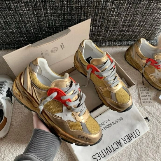 2024 Unisex GGDB Beige Grey Red Leather Mesh Sneakers