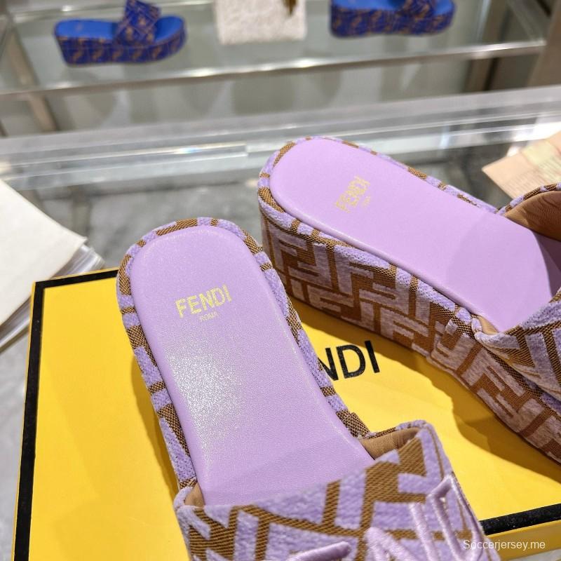 2025 Fendi Lavender Brown Canvas Slippers