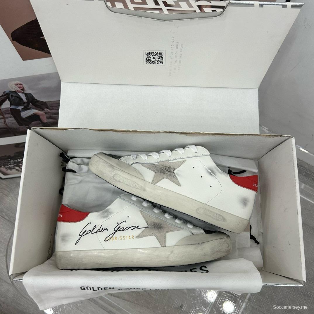 2025 Women GGDB White Red Leather Sneakers