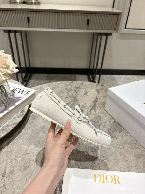 2025 Women Dior White Suede Loafers