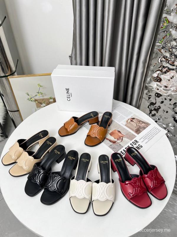 2025 Women Celine White Leather Sandals