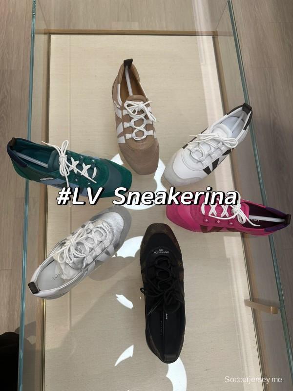 2025 Unisex Louis Vuitton White Silver Leather Sneakers LY00340