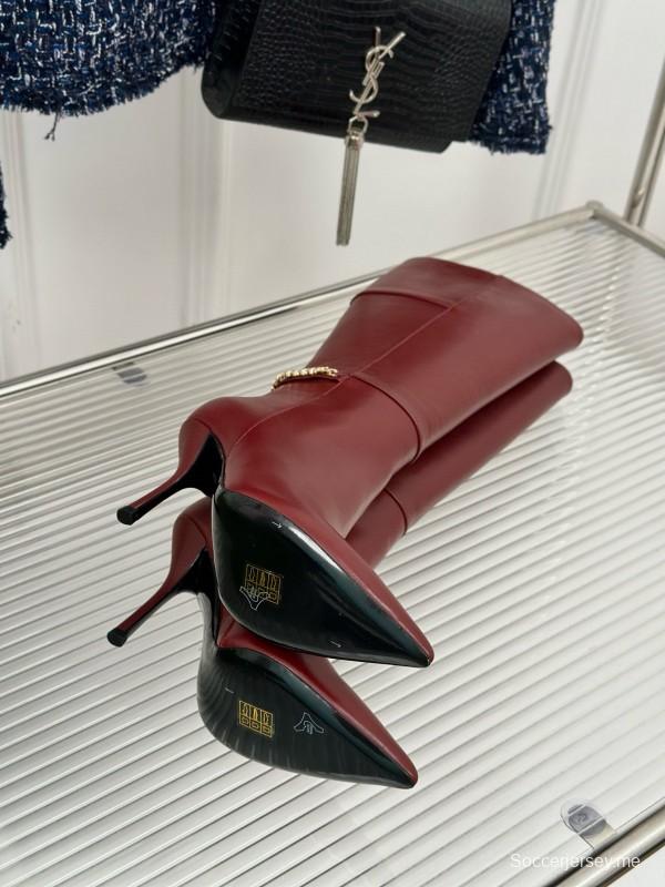 2024 Women Gucci red leather high heel knee boots
