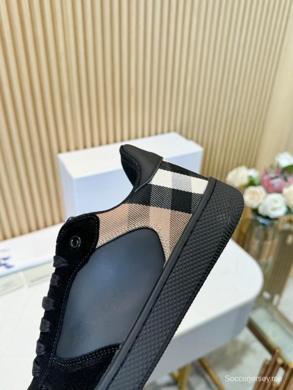2024 Men Burberry Black Leather Sneakers MJ00320