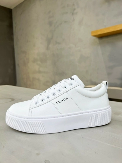 2024 Unisex Prada White Leather Sneakers MJ00310
