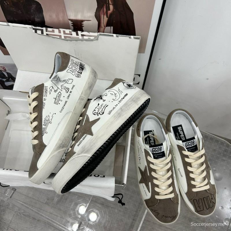2025 Unisex GGDB White Grey Suede Calf Leather Sneakers