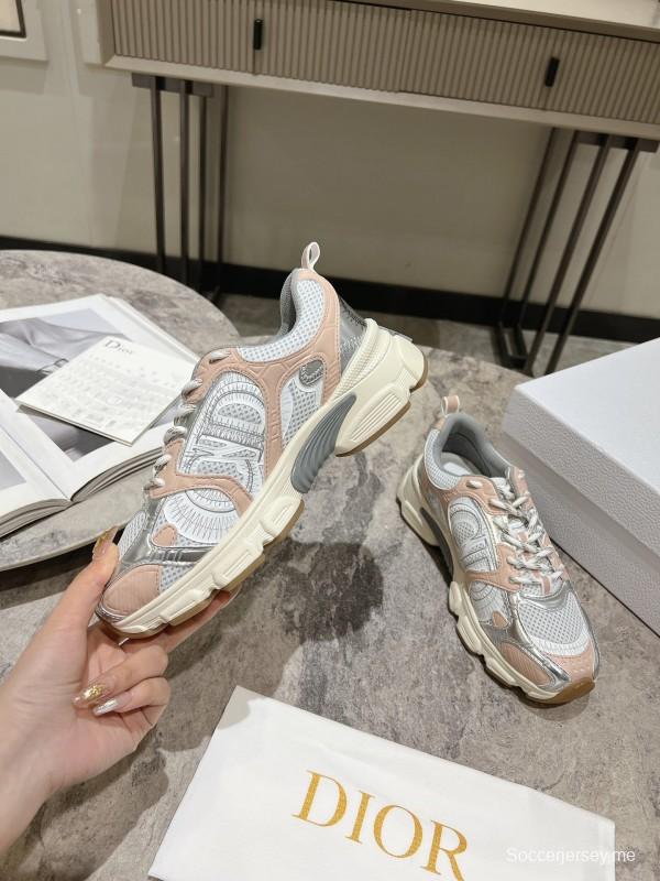 2025 Women Dior White Pink Grey Mesh Leather Running Shoes