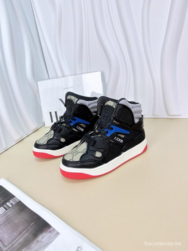 2024 Kids Gucci White Black Purple Green Leather Sneaker