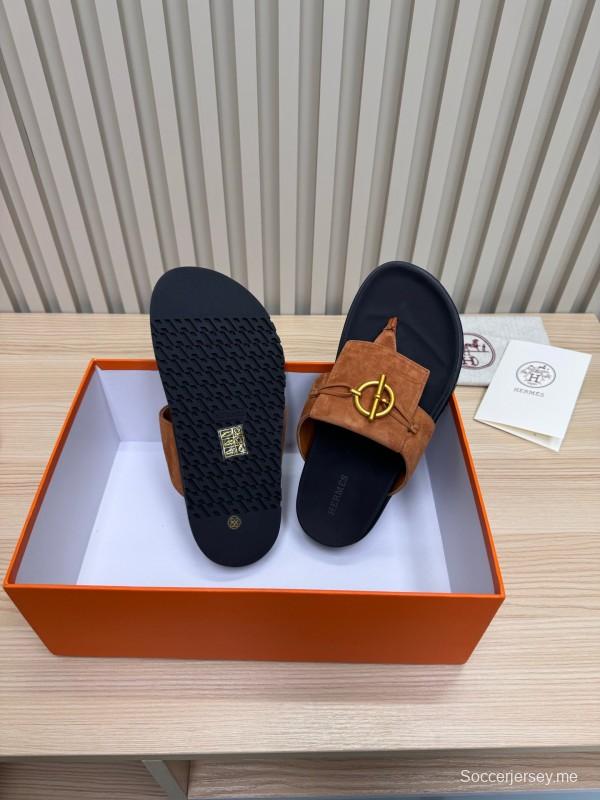 2025 Slippers Hermès Brown Suede Slippers