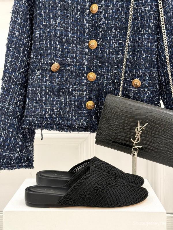 2025 Slippers Unisex The Row Black Mesh LY00360