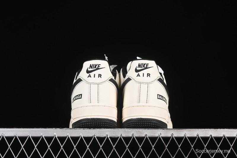 Nike Balenciaga Air Force 1'07 Low Collaboration Triple Swoosh Beige Black Casual Shoes - FR0538-090