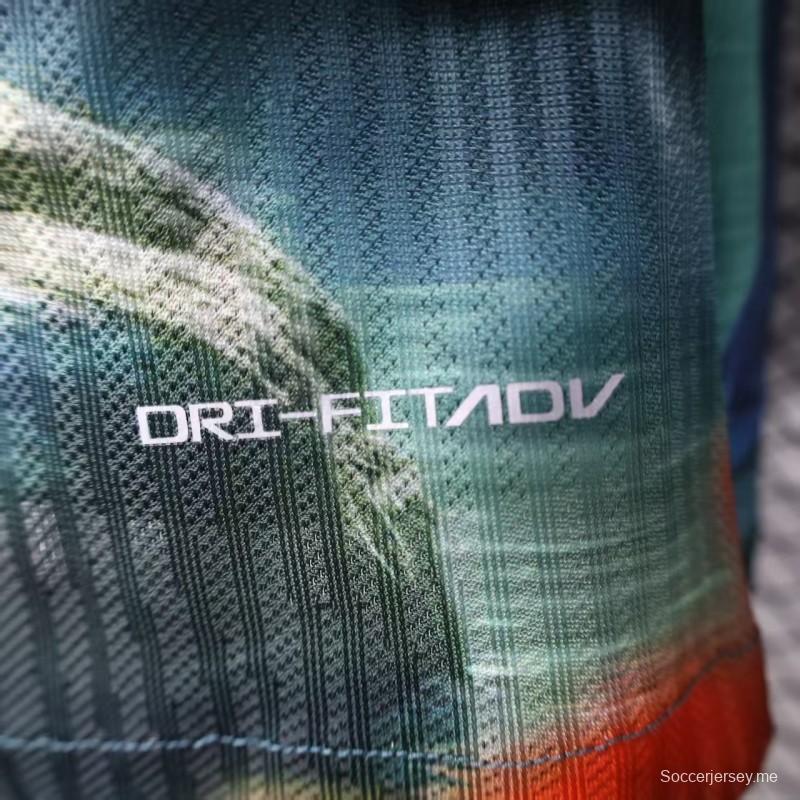 إصدار اللاعب 2025 قميص البرازيل باللون الأزرق الفاتح مع عمل فني ديني ليسوع المسيح