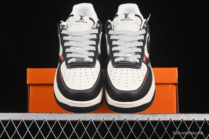 حذاء نايك اير فورس 1 '07 المنخفض من نايك اير فورس 1 '07 LV Collaboration أسود جلدي كاجوال رياضي - YX5066-349