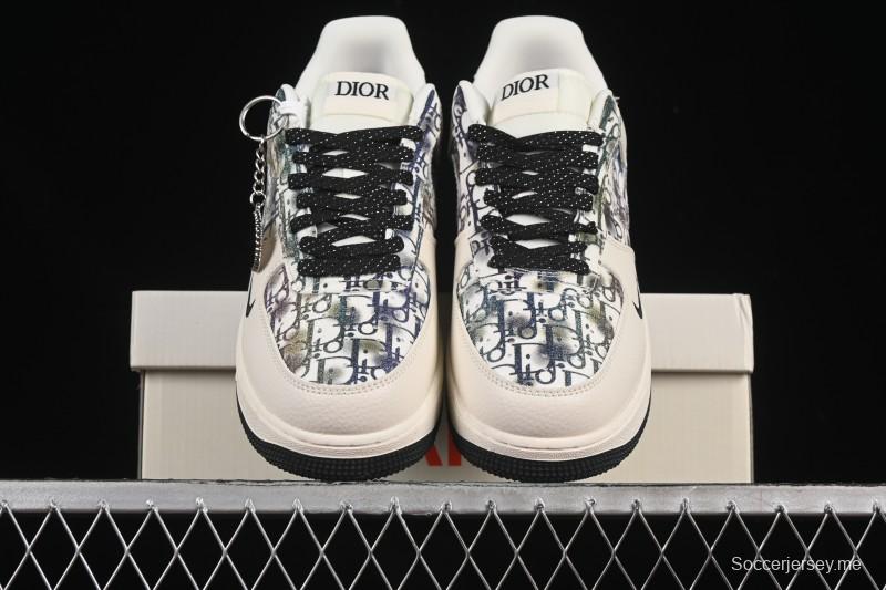 Nike Air Force 1 '07 Low Dior Collaboration Gray Floral Low-Top Casual Sneakers - DF0188-064