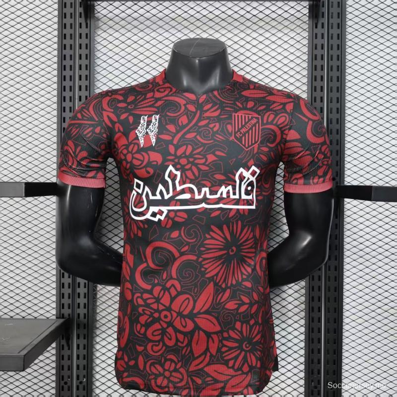 إصدار اللاعب 25/26 قميص أحمر بنقشة زهور تقليدية مع قميص بنقشة زهور تقليدية