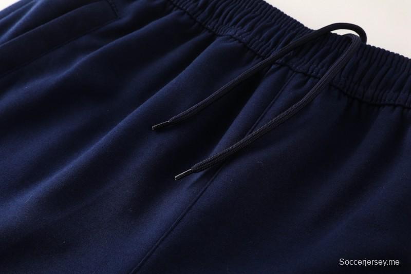 25/26 هودي ريال مدريد بسترة بغطاء أزرق داكن اللون الكحلي بسحاب كامل + بنطال طويل