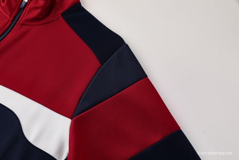 2025 Nike Red/Navy Full Hoodie Zipper Jacket +Long Pants