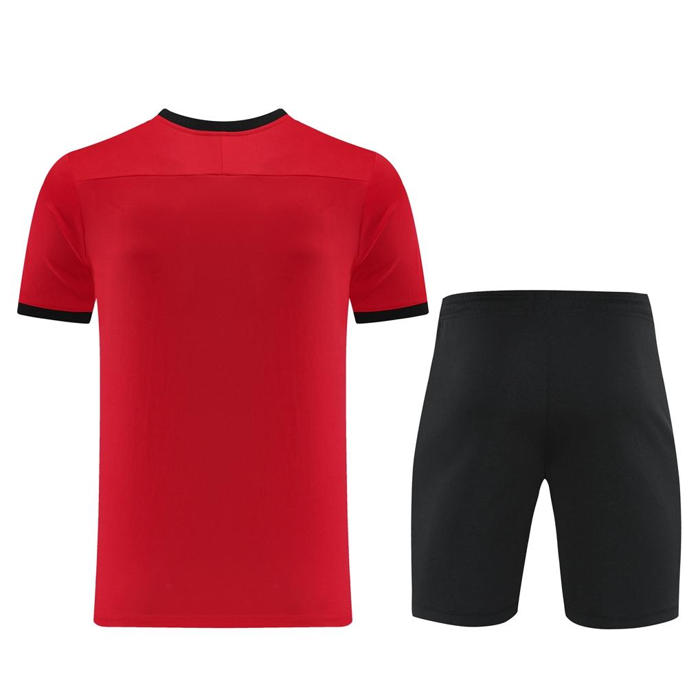 2025 قميص قصير الأكمام أحمر من NIKE 2025 + شورت قصير الأكمام