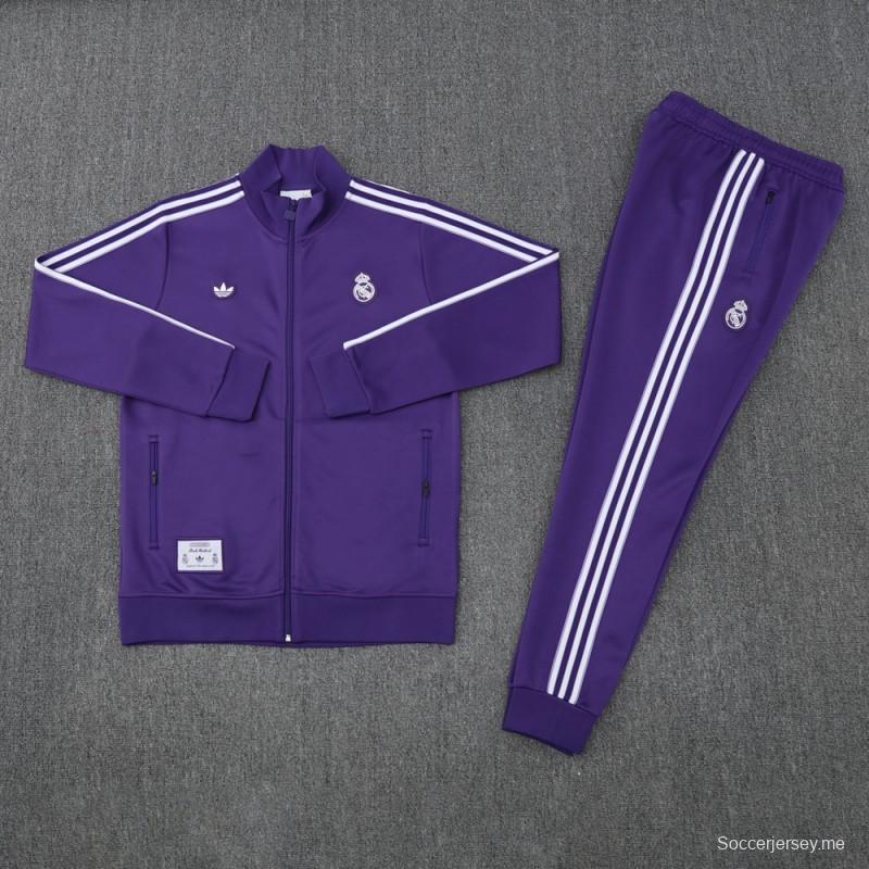 25/26 Real Madrid Purple Full Zipper Jacket +Long Pants