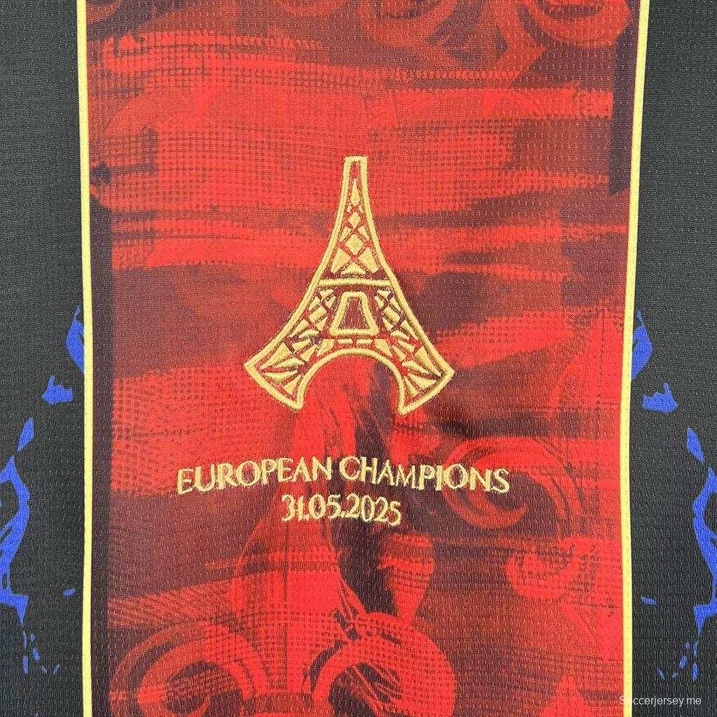 2025/26 باريس سان جيرمان (CAMPEONES DE EUROPA) قميص أحمر وأزرق