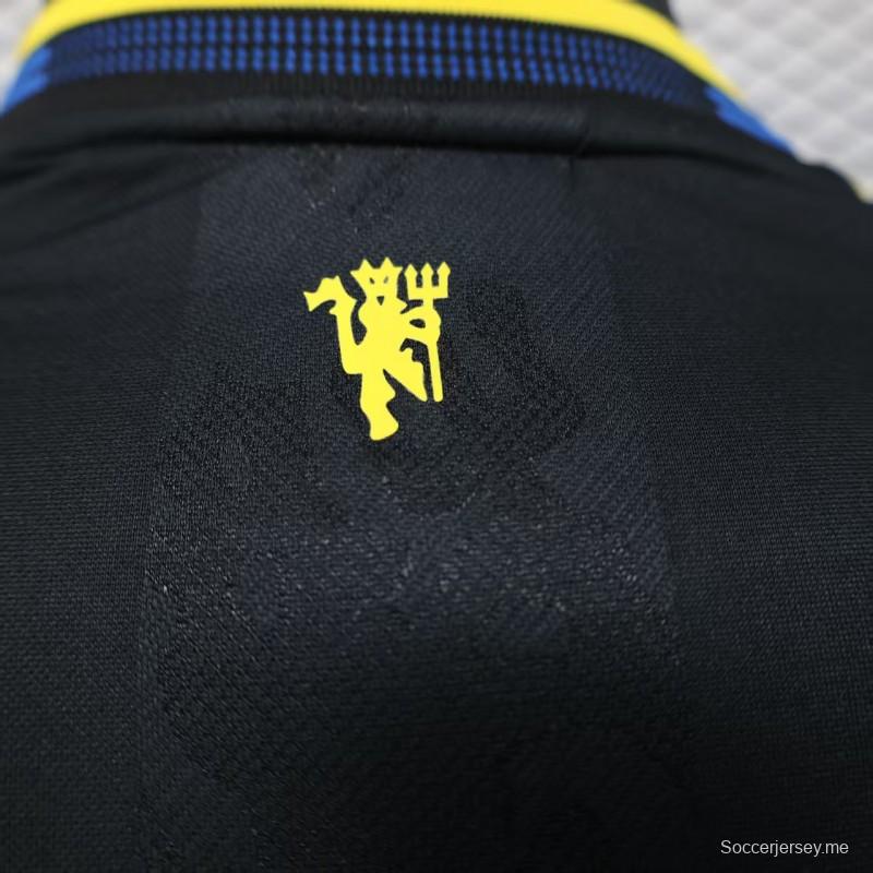 إصدار اللاعب 25/26 قميص مانشستر يونايتد الثالث بأكمام طويلة أسود اللون أسود اللون