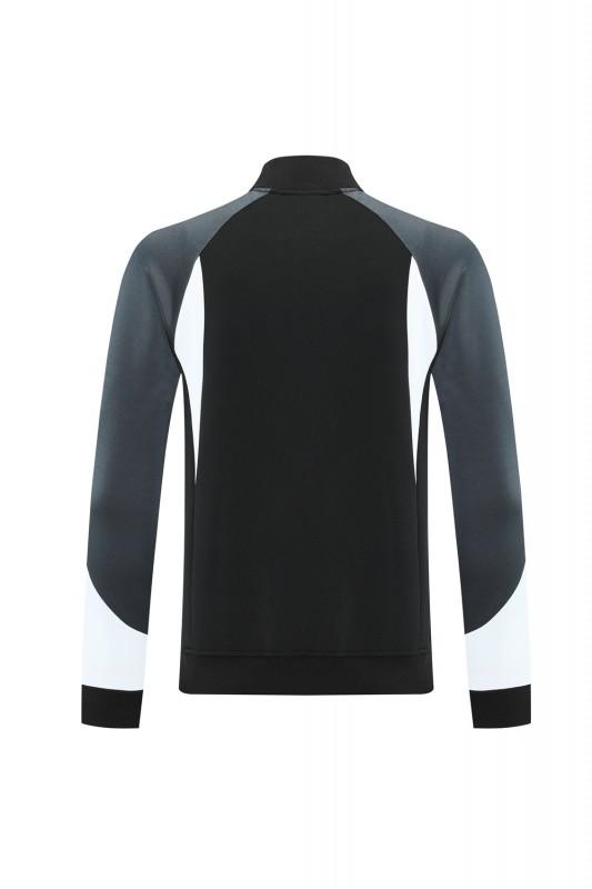 طقم بدلة رياضية نايك إير 2025 نايك طقم بدلة رياضية سوداء مع لمسات رمادية وبيضاء سحاب كامل سترة كاملة + بنطال طويل