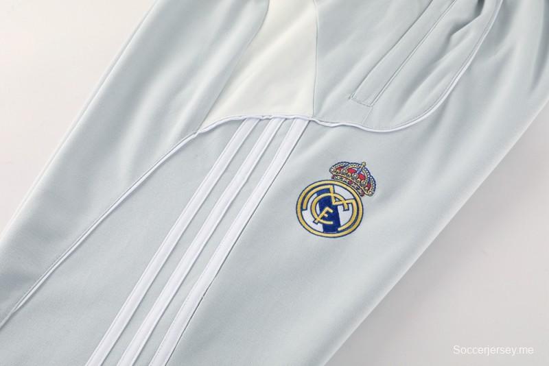 25/26 جاكيت هودي ريال مدريد بغطاء رأس كامل بسحاب + بنطلون طويل