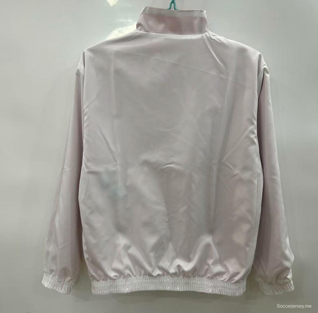 25/26 سترة ريـال مدريد حمراء/بيضاء عكسية قابلة للرياح