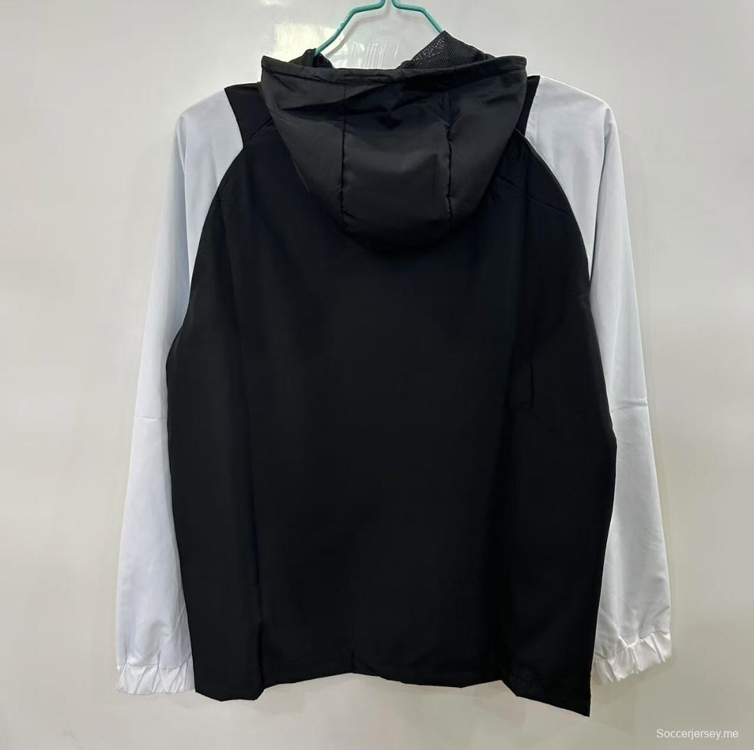 25/26 ريال مدريد سترة بقبعة بقلنسوة سوداء/بيضاء