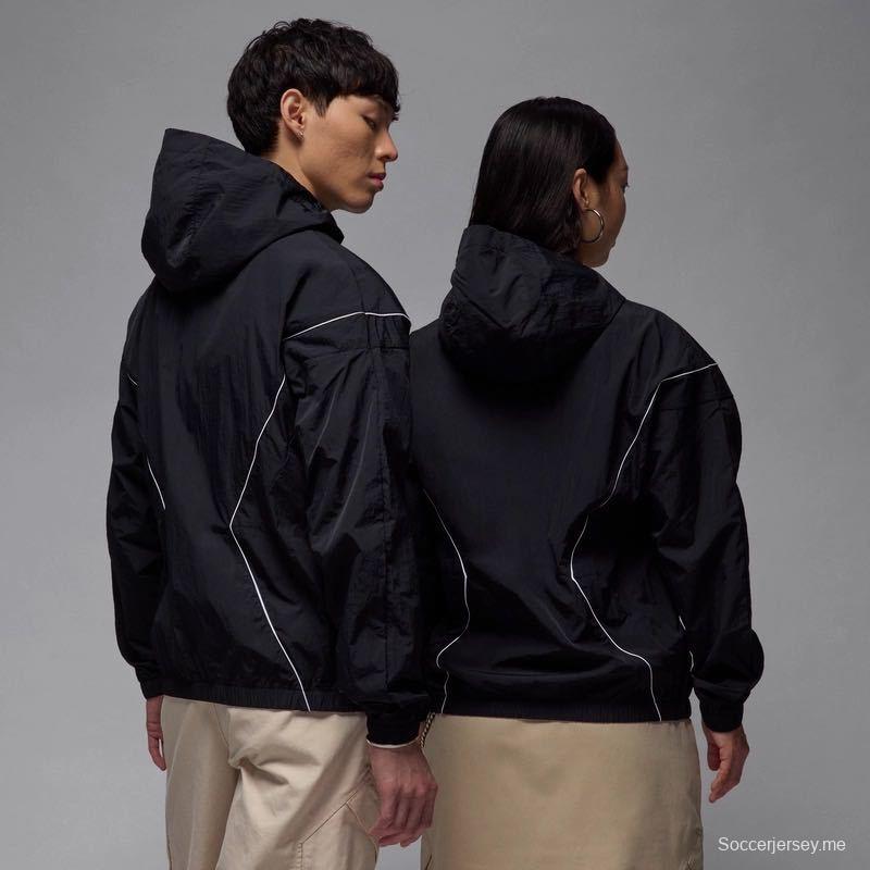 2025 نايك اير جوردان هودي هوديي أسود بسترة واقية من الرياح من نايك جوردان