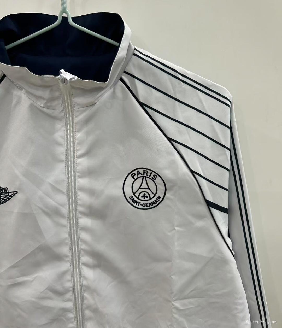 25/26 PSG 25/26 سترة واقية من الرياح بيضاء/كحلية قابلة للانعكاس