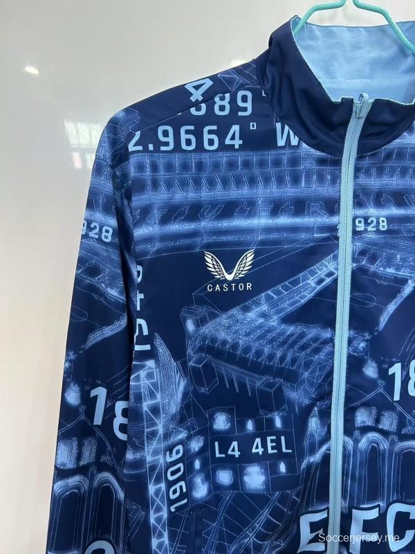 25/26 إيفرتون أزرق كحلي/أزرق مع سترة واقية عكسية بنقشة مخطط الملعب