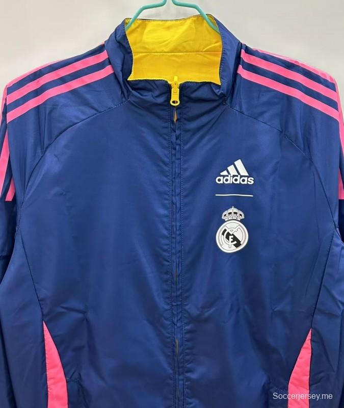 25/26 ريال مدريد أصفر/كحلي بسترة واقية من الرياح عكسية اللون أصفر/كحلي