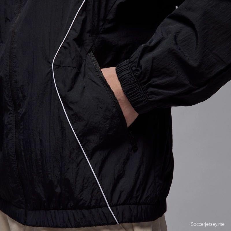 2025 نايك اير جوردان هودي هوديي أسود بسترة واقية من الرياح من نايك جوردان