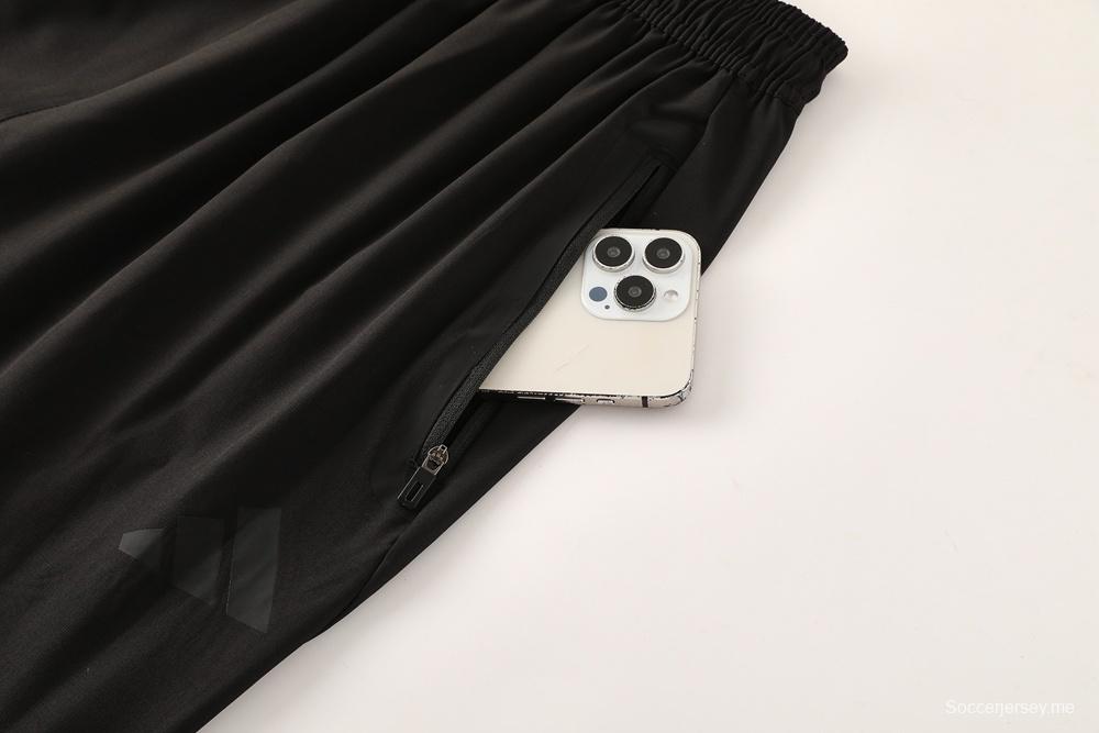 25/26 أديداس جاكيت هودي أسود كامل بسحاب + بنطلون طويل