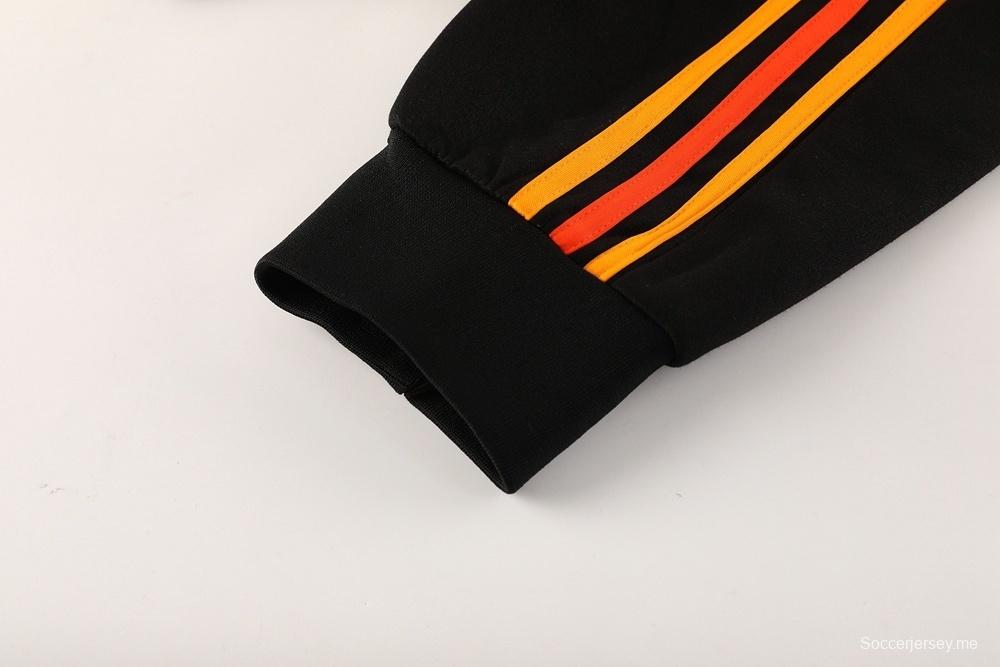 25/26 أرسنال جاكيت أسود كامل بسحاب أسود + بنطلون طويل