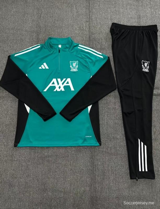 25/26 Kids Liverpool Green Half Zipper Jacket+Long Pants