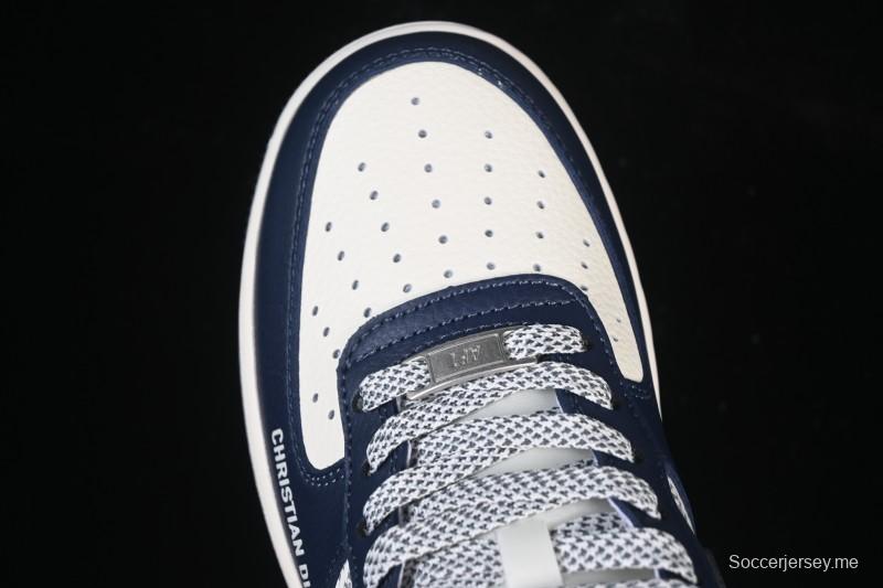 حذاء نايك اير فورس 1 '07 منخفض من نايك بالتعاون مع ديور حذاء رياضي كاجوال أزرق رمادي خطاف أبيض - XD2588-603