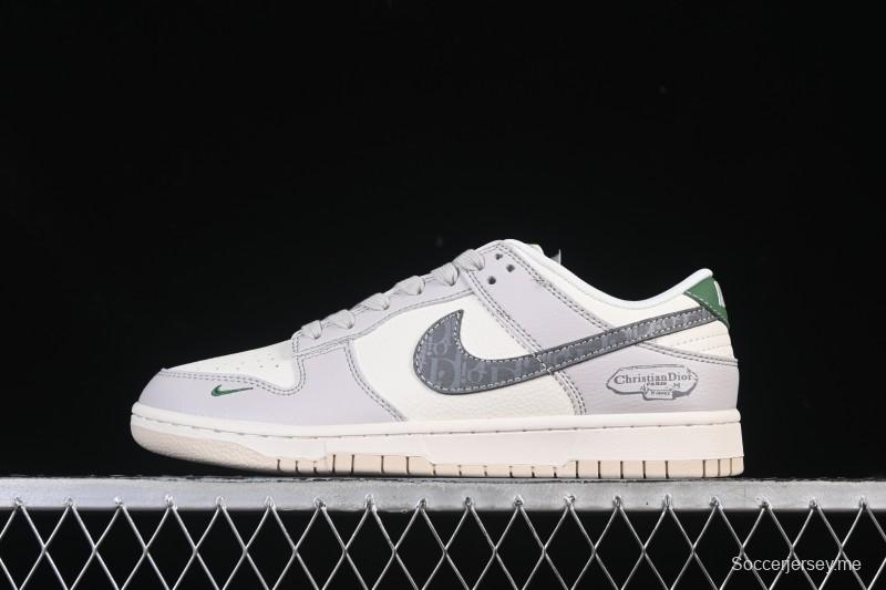 حذاء تزلج نايك SB Dunk Dunk Low Dunk Collaboration Dior Collaboration باللون الرمادي والأخضر، حذاء تزلج كاجوال منخفض مخصص للذكرى السنوية - ZH2588-276