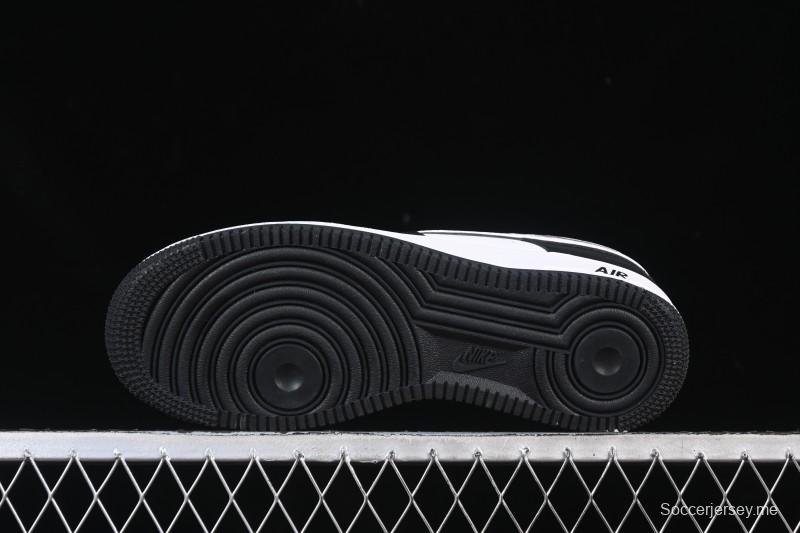 حذاء نايك اير فورس 1'07 منخفض أسود أبيض متشقق من الجلد الأسود الكاجوال - ZH0316-118