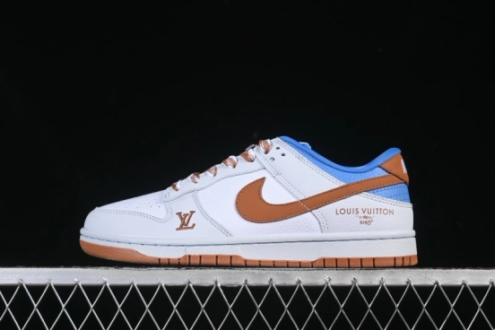 حذاء تزلج نايك SB Dunk Low LV Collaboration أبيض رمادي بني أزرق مخصص للذكرى السنوية حذاء تزلج كاجوال منخفض عالي الجودة SC0601-474