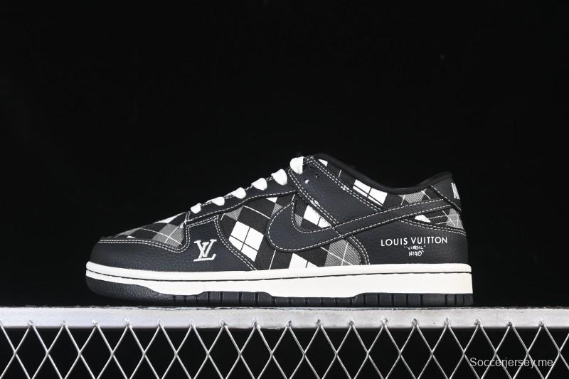 حذاء تزلج نايك SB Dunk Dunk Low LV Collaboration باللون الأسود والشبكة البيضاء من نايكي، حذاء تزلج كاجوال منخفض مخصص للرجال SC0601-460