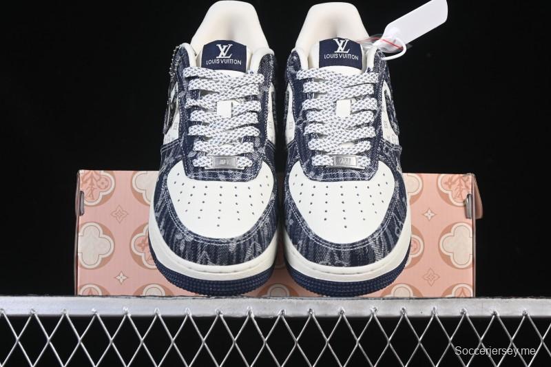 حذاء نايك اير فورس 1 '07 منخفض من نايك اير فورس 1 '07 LV Collaboration حذاء رياضي كاجوال أزرق أبيض - YF9511-812