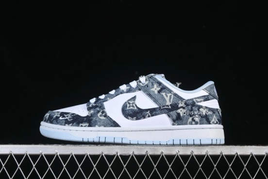 حذاء تزلج نايك SB Dunk Dunk Low LV Collaboration Tie-Dye Denim الذكرى السنوية الراقية ذات التصميم المنخفض المخصص - SC0601-475