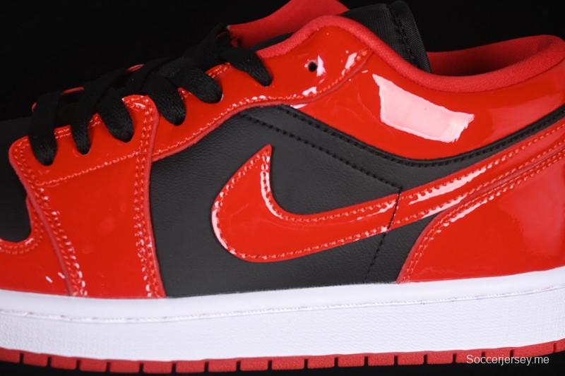 نايك اير جوردان 1 اير جوردان 1 لاو AJ1 جلد براءات الاختراع AJ1 حذاء رياضي كاجوال أسود أحمر منخفض القمة HV4089-006