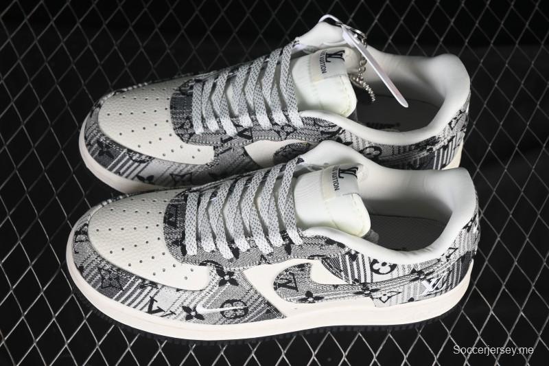 Nike Air Force 1 '07 Low LV Collaboration Gray Floral Canvas Casual Sneakers - DF0188-077